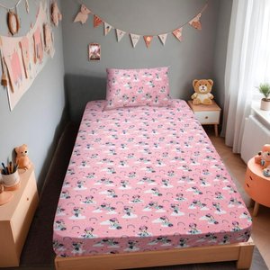 Jogo de Lençol 2 Peças Portallar Disney Minnie Nuvem Rose Solteiro
