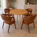 Ver imagem 1 de Kit Mesa Redonda 90cm com 4 Poltronas Estofadas Confortáveis para Cozinha e Espaço Gourmet