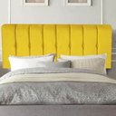 Ver imagem 1 de Painel Estofado Luxo Botão Kiara 160cm Queen Size para Cama Box Suede Amarelo - Gat Magazine