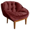 Ver imagem 5 de Kit 2 Poltronas Veludo Marsala Base Madeira Castanho