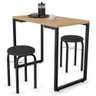 Kit Mesa De Cozinha 90Cm Com 2 Banquetas F02 Nature/Preto - 10