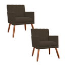 Ver imagem 1 de Kit 2 Poltronas Cadeiras Decorativa para Recepção Cecília Suede Marrom - Incasa Decor