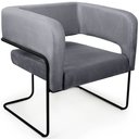 Ver imagem 1 de Poltrona Decorativa Scarlett Base Aço Preto Veludo Titânio - Nexta Casa