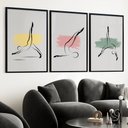 Ver imagem 1 de Kit 3 Quadros Decorativos Pilates - Abstratos 24x18cm:moldura Preta