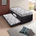 Ver imagem 2 de Cama Box Baú Solteiro Conjugado de Molas com Cama Auxiliar Bicama 3 em 1 - Matelassê Preto