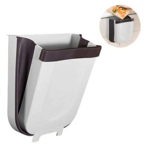Lixeira Retratil Silicone Cesto Dobravel Multiuso para Pendurar Portátil Cozinha Porta Escritório