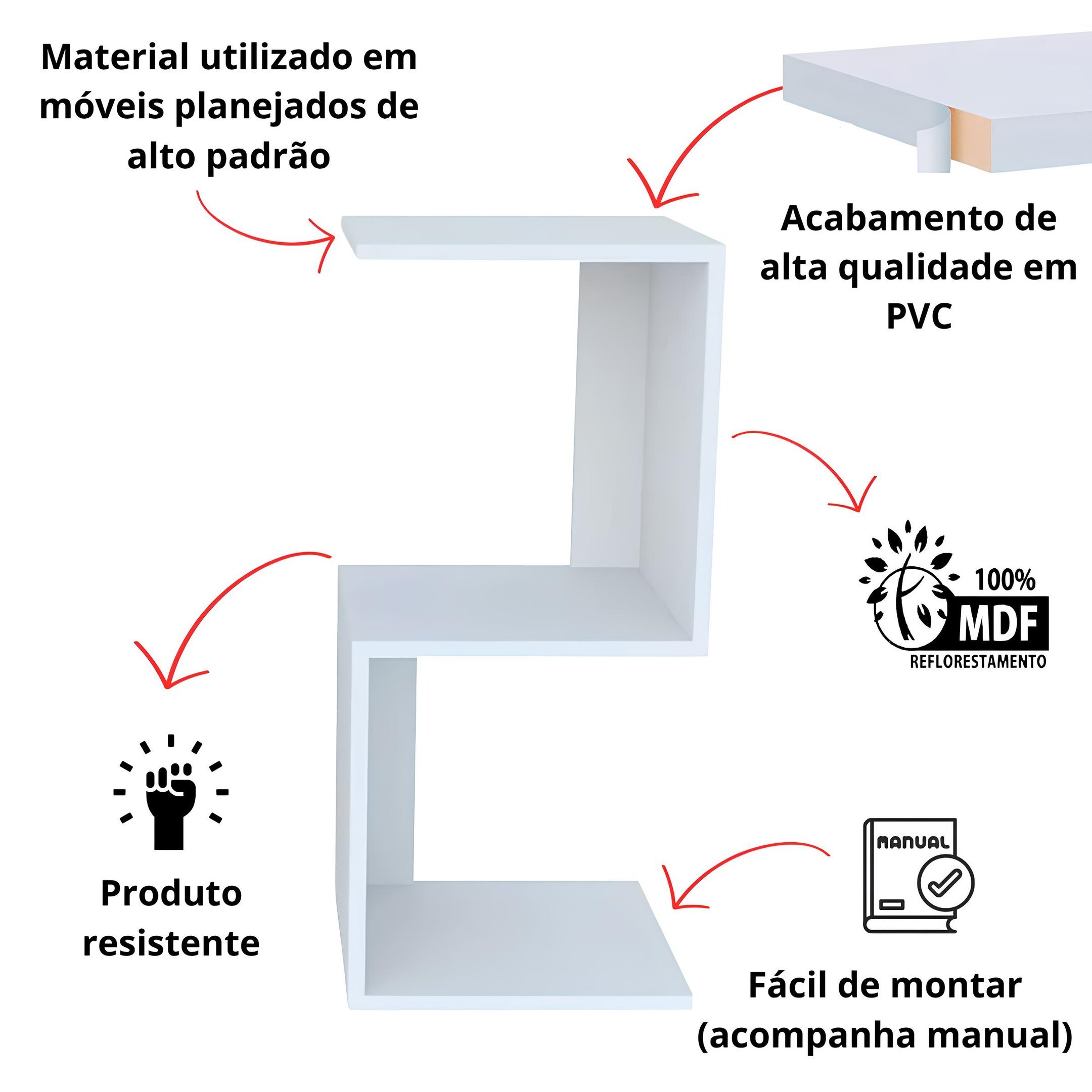 Mesa de Cabeceira para Quarto Moderna Mdf - 4