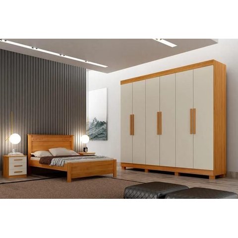 Guarda Roupa Canadá 6 Pts 100% Mdf Cinamomo/off - Leifer