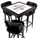 Ver imagem 1 de Conjunto Mesa Madeira Azulejo 60x60cm - Bistrô Fixa 98cm + 3 Banquetas 73 - Preta - More Wine