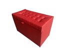 Ver imagem 3 de Puff Baú Retangular Estofado C/ Pistão À Gás - Vermelho Corino