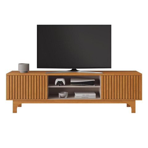 Rack Trunfo para Tv até 70 Polegadas com Porta Ripada Jcm Movelaria Cinamomo Off White