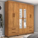 Ver imagem 1 de Guarda-roupa Casal Genova 6 Portas 4 Gavetas com Espelho 22111 Cinamomo - Carioca Móveis