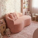 Ver imagem 1 de Sofá Orgânico Curvo Feijão Amore 180cm Confortável Sala Bouclê Rosa - Montanari'S Decor