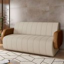 Ver imagem 2 de Sofá 2 Lugares Sala Living Orgânico 148cm Fávara K01 Couríssimo Whisky Veludo Bege - Lyam Decor