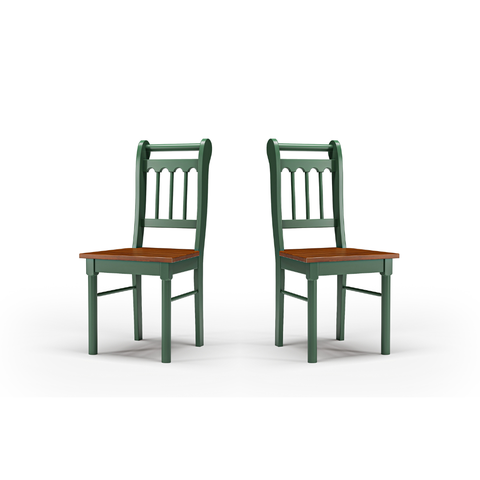 Conjunto com 2 Cadeiras Ripadas em Madeira Maciça Mv Verde