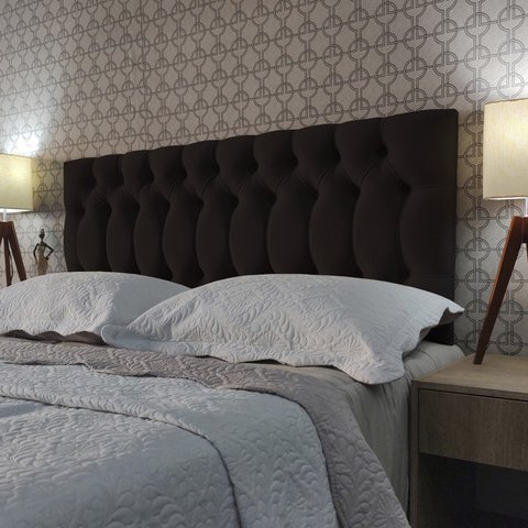 Cabeceira Cama Box Casal Capitone 1896 Suede Liso Marrom 140x60 RBL