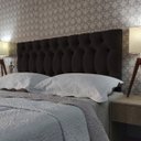Ver imagem 1 de Cabeceira Cama Box Casal Capitone 1896 Suede Liso Marrom 140x60 RBL