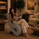 Ver imagem 2 de Poltrona Decorativa Marina Linho Design Orgânico Moderno