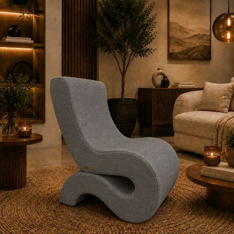 Poltrona Decorativa Marina Linho Design Orgânico Moderno
