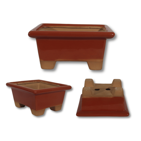 Vaso Bonsai Ceramico 16x14x08cm Retangular:goiaba