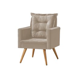 Kit 4 Poltronas Cancun Decorativa para Recepção Estofado Veludo Bege Pés Palito - 2
