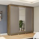 Ver imagem 1 de Guarda Roupa com 3 Portas de Correr e 2 Gavetas e Espelho - Nogueira/Fendi