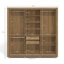 Ver imagem 5 de Guarda Roupa com 3 Portas de Correr e 2 Gavetas e Espelho - Nogueira/Fendi
