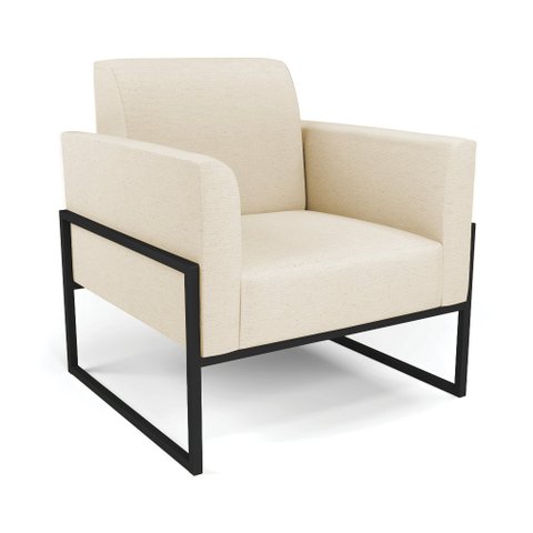 Poltrona Base Industrial Alta Preto Marisa Linho D03 - D’Rossi A19 Bege