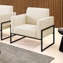 Ver imagem 2 de Poltrona Base Industrial Alta Preto Marisa Linho D03 - D’Rossi A19 Bege