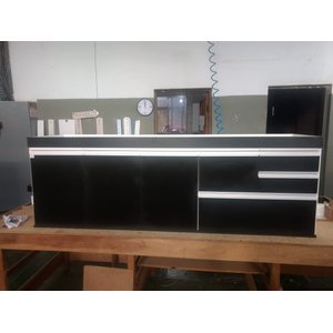 - Gabinete para Pia de Cozinha 1,70m Michelangelo Preto Fosco 100% Mdf 15mm Rino Móveis