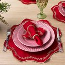 Ver imagem 2 de Kit 6 Jogos Americanos Redondo com Guardanapos Bordado Dourado - Paris Vermelho