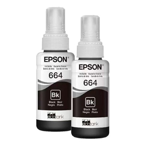 Kit Refil de Tinta Epson 664, Preto, 70ml - T664120-2p