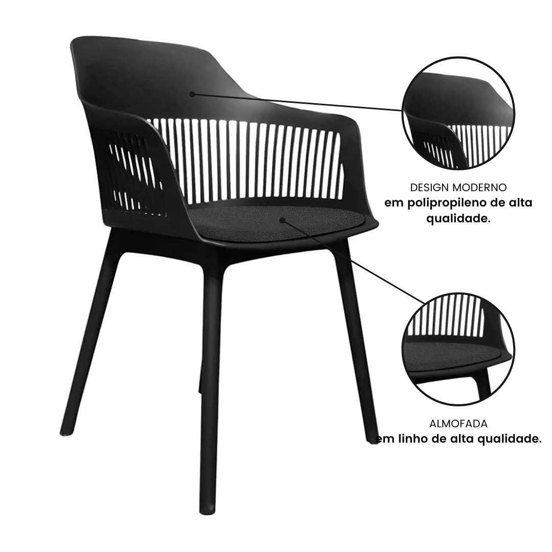 Kit 4 Cadeiras De Jantar Design Marcela Preta - 6
