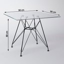 Ver imagem 3 de Jogo De Mesa De Ferro Preto E Tampo Quadrado Vidro 90Cm 4 Cadeiras Pretas