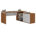 Ver imagem 1 de Mesa Escritorio 1 Porta de Correr em L Tampo Tamburato 155x170 cm Freijo Branco Artany