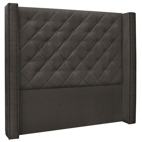 Cabeceira Estofada Box Casal King Size Alteza 195cm Cinza