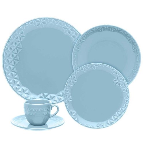 Jogo de Jantar em Porcelana 30 Peças Coleção Esfera Azul
