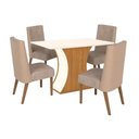 Ver imagem 1 de Sala de Jantar Completa Luiza Sc42 Tampo Madeirado C/ Vidro Canto Curvo 120x80cm e 4 Cadeiras Anne