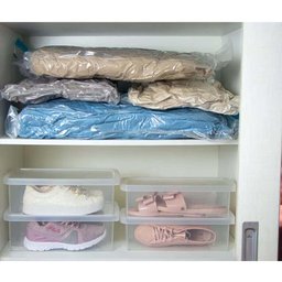 2 Caixas de Sapato Empilháveis Grandes Ordene 38 a 46 Organizadores Plásticos Transparentes - 4