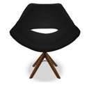 Ver imagem 1 de Poltrona Berlim Corino Preta Base Giratória de Madeira:Giratória de Madeira