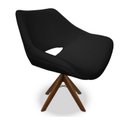 Ver imagem 2 de Poltrona Berlim Corino Preta Base Giratória de Madeira:Giratória de Madeira