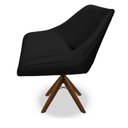 Ver imagem 3 de Poltrona Berlim Corino Preta Base Giratória de Madeira:Giratória de Madeira