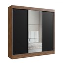 Ver imagem 1 de Guarda-roupa Casal Michigan 3 Portas 4 Gavetas 100% Mdf com Espelho Castanho/preto - Doripel Móveis