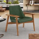 Ver imagem 5 de Poltrona Decorativa para Sala de Estar Living Base Madeira Becker L02 Couríssimo Verde Musgo - Lyam