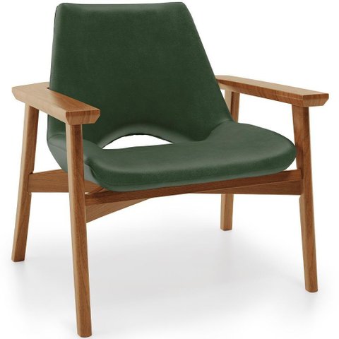 Poltrona Decorativa para Sala de Estar Living Base Madeira Becker L02 Couríssimo Verde Musgo - Lyam