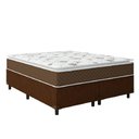 Ver imagem 1 de Cama Box Casal Queen Colchão Molas Ensacadas Pillow Top Martino 158X198X63Cm Marrom/Branco