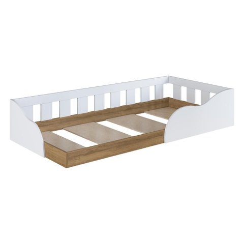 Cama de Solteiro Montessoriana para Colchão 188x78cm Multimóveis Cr40151 Branco/mel