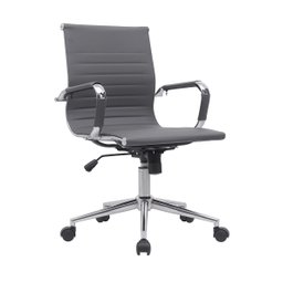 Kit 8 Cadeiras de Escritório Diretor Eames em Couro - Cinza - 2