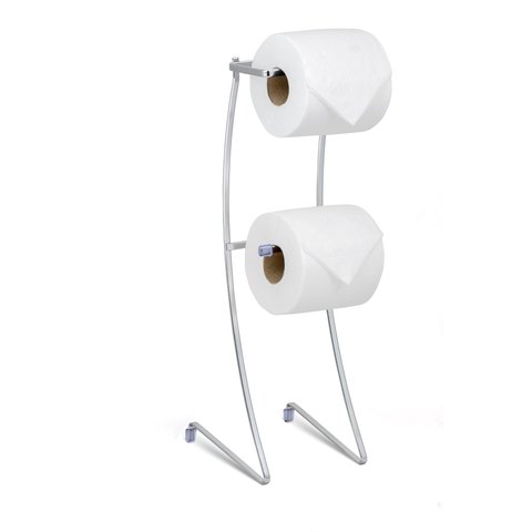 Porta Papel Higienico de Chão Laminado Suporte para 2 Rolos Cromado