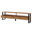 Ver imagem 3 de Rack para Tv até 75 Polegadas 2 Gavetas 220cm Industrial Freijó/preto - Dalla Costa